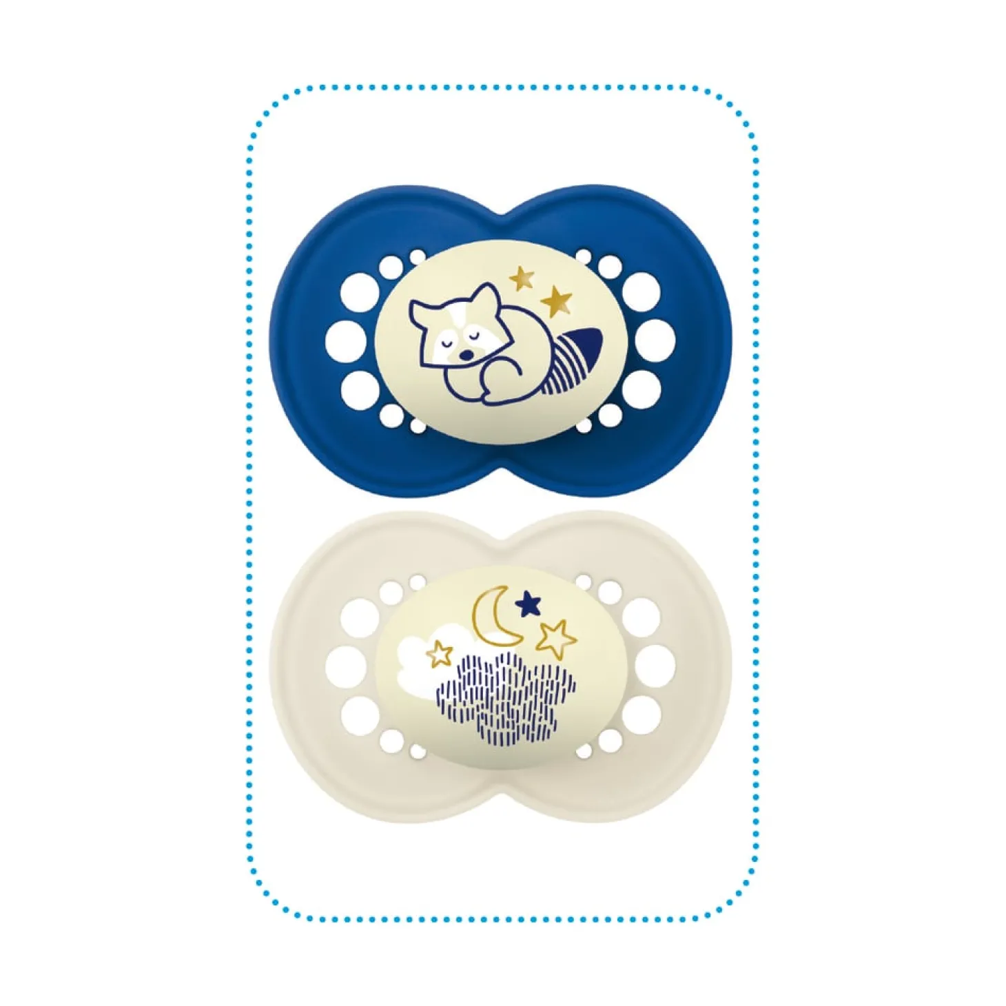 MAM BABY 2 sucettes Nuit + boîte de stérilisation Panaché 18 mois+