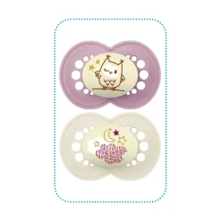 MAM BABY 2 sucettes Nuit + boîte de stérilisation Panaché 18 mois+