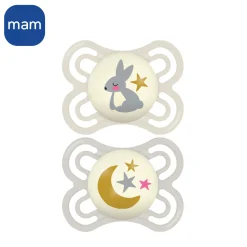 MAM BABY                    2 sucettes Perfect nuit    Panaché