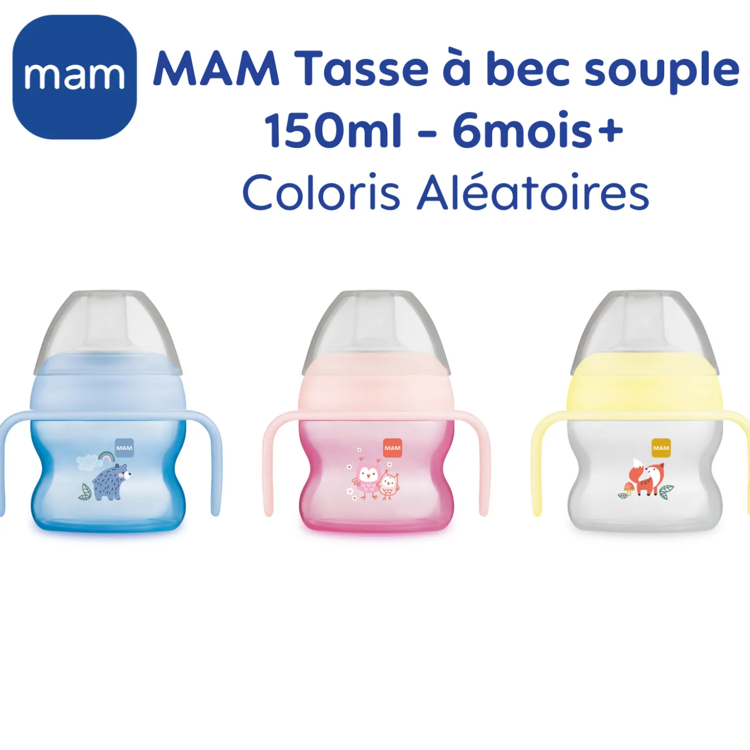 MAM BABY Tasse à bec souple silicone avec anses Panaché 150 Ml