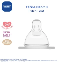 MAM BABY Tétine Débit 0 Sil X2 Transparent 0-6 mois