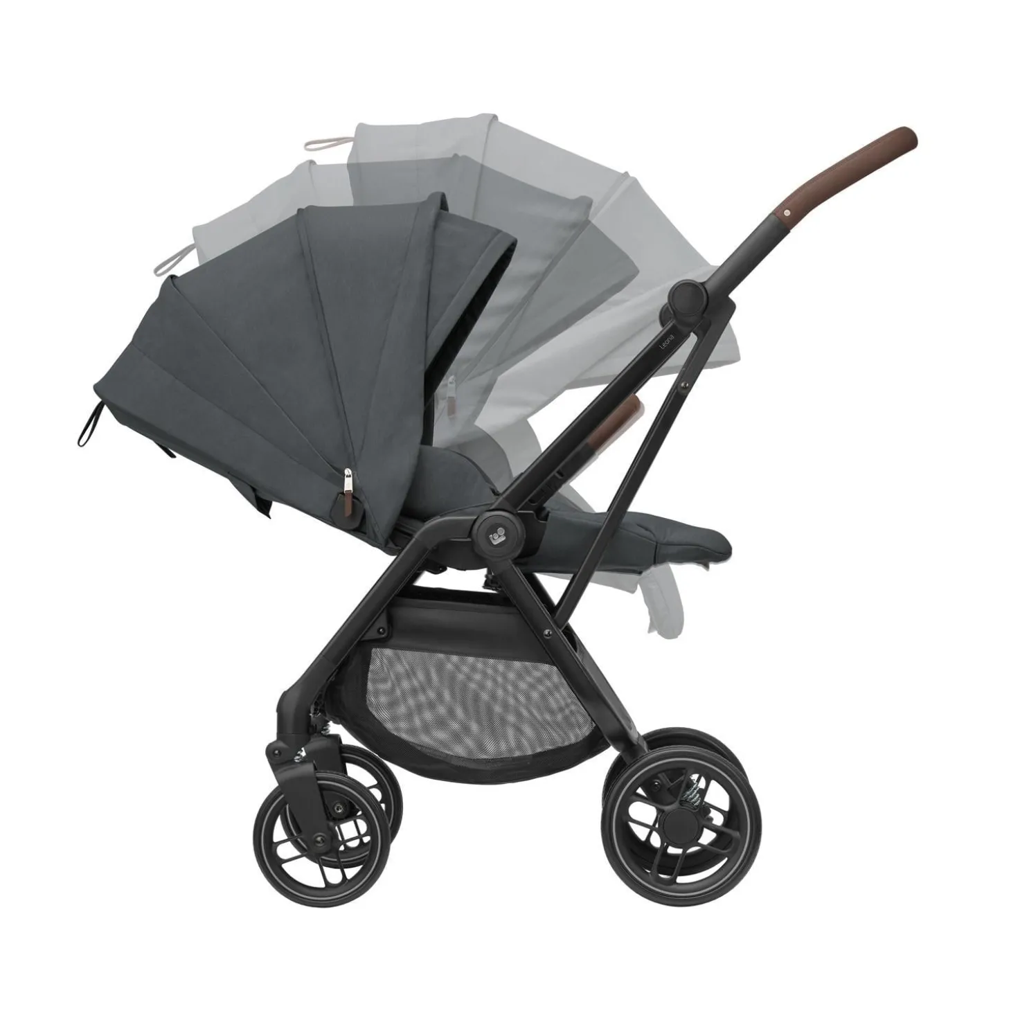 Maxi Cosi Poussette Leona 2 Twillic Graphite Frame / Brown Leather