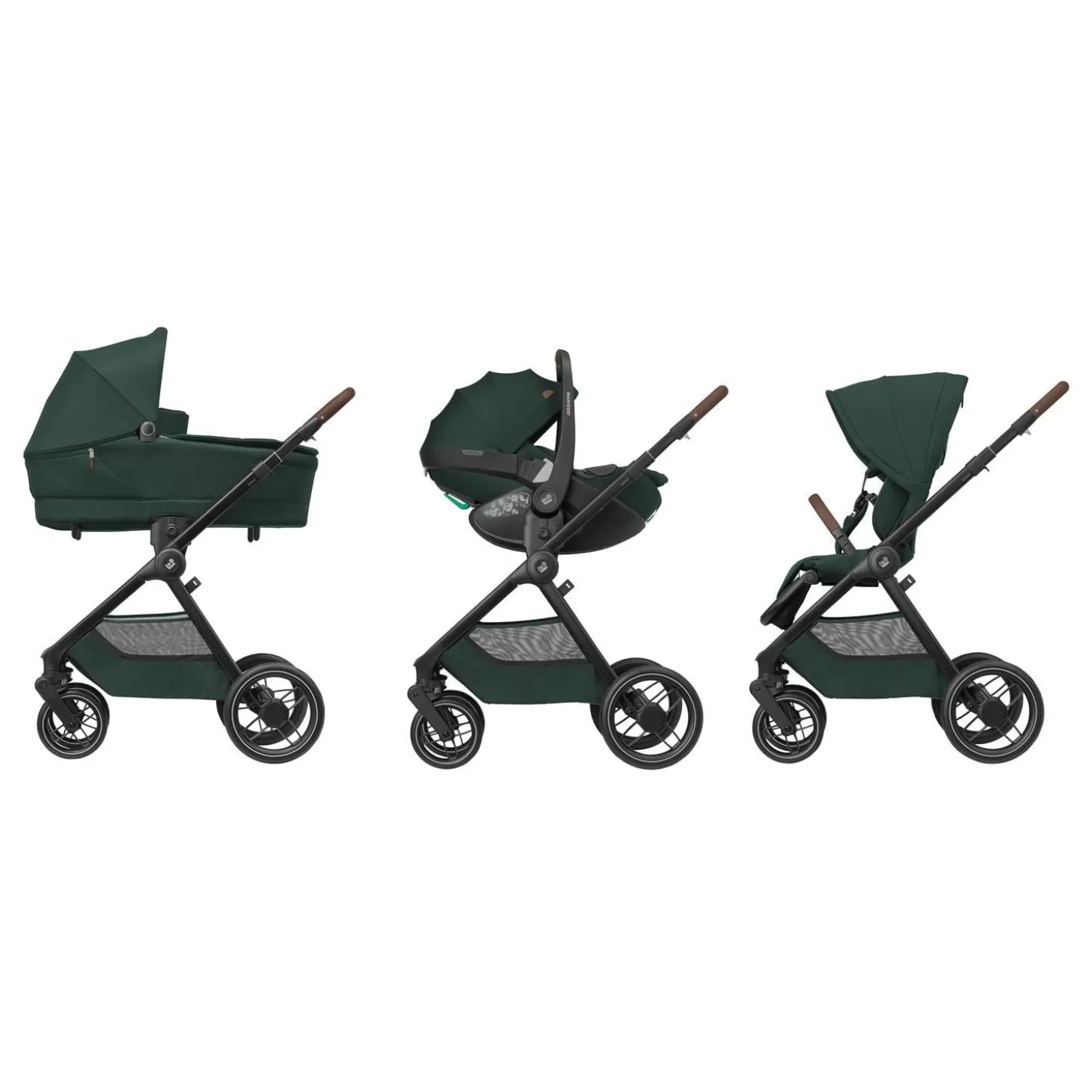 Maxi Cosi Poussette Oxford Twillic Green Dark Frame/Brown Leather