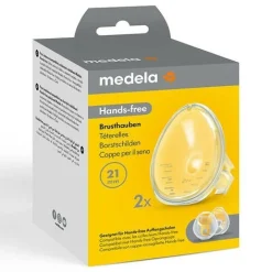 Medela                    Lot de 2 Téterelles Freestyle Hands Free    Transparent Et Jaune            21 mm