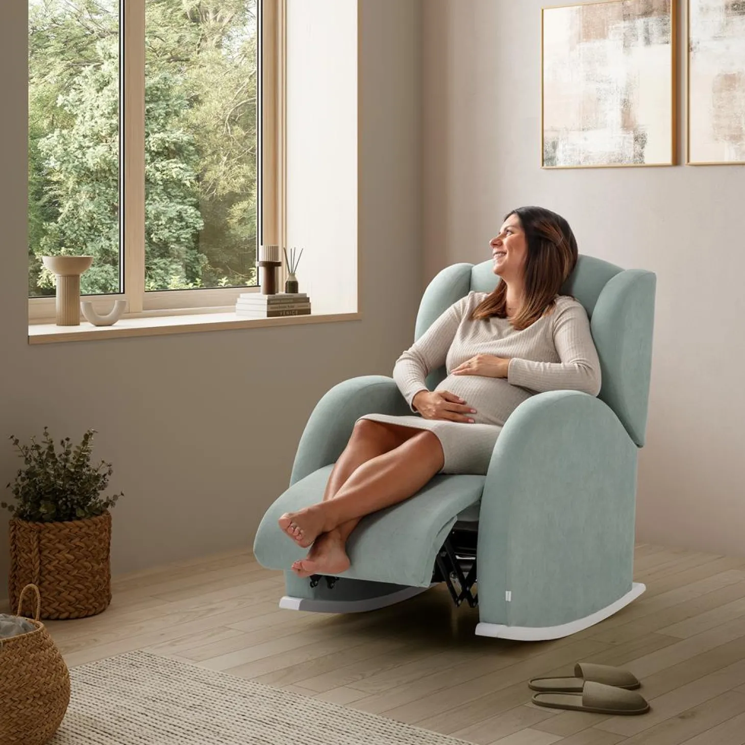 Micuna Fauteil d'Allaitement Flor Slow Systems Blanc Boucle Gris