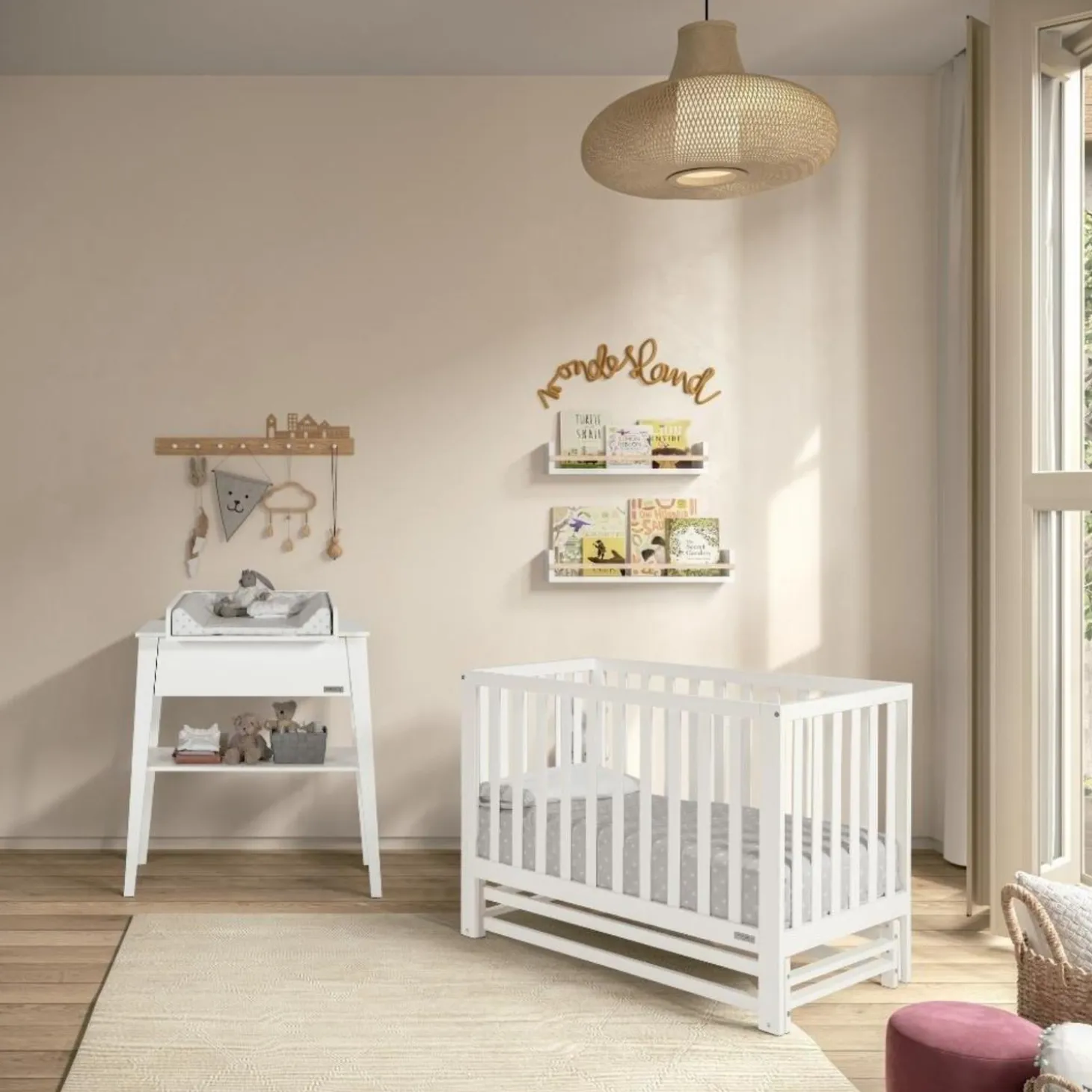 Micuna Lit bébé à bascule Annie Blanc 60x120 cm