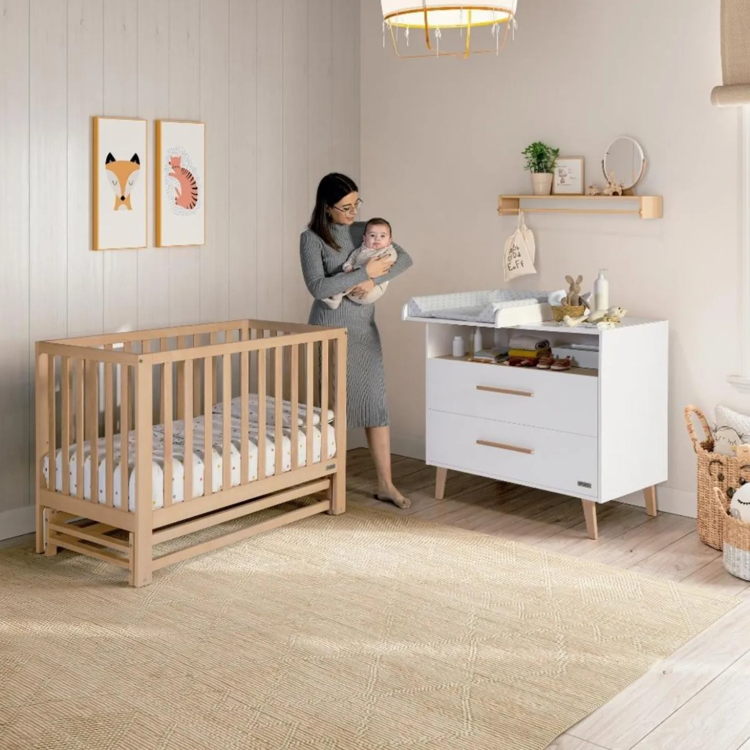 Micuna Lit bébé à bascule Annie Marron 60x120 cm