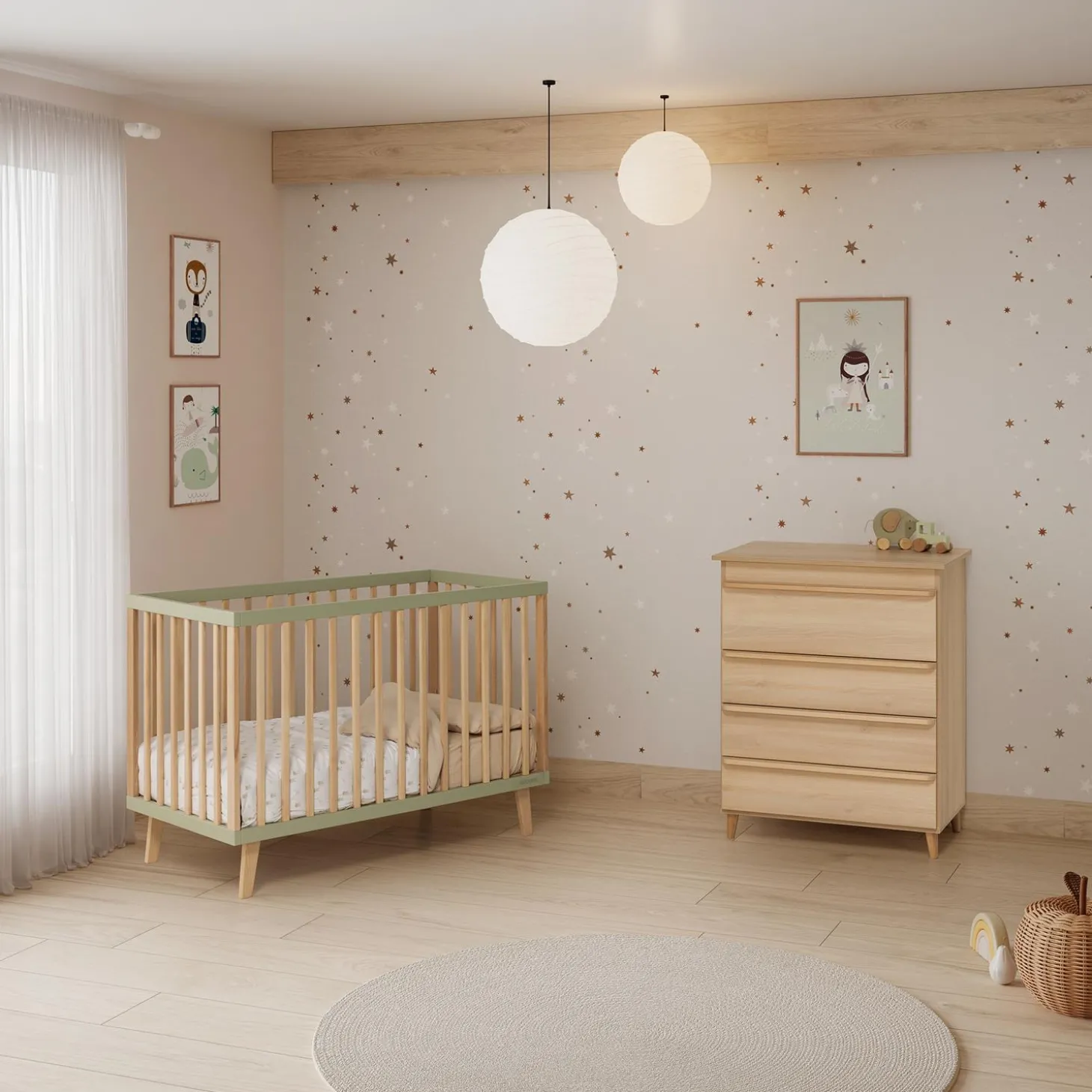 Micuna Lit Bébé Mencia Menthe Wood 60x120 cm