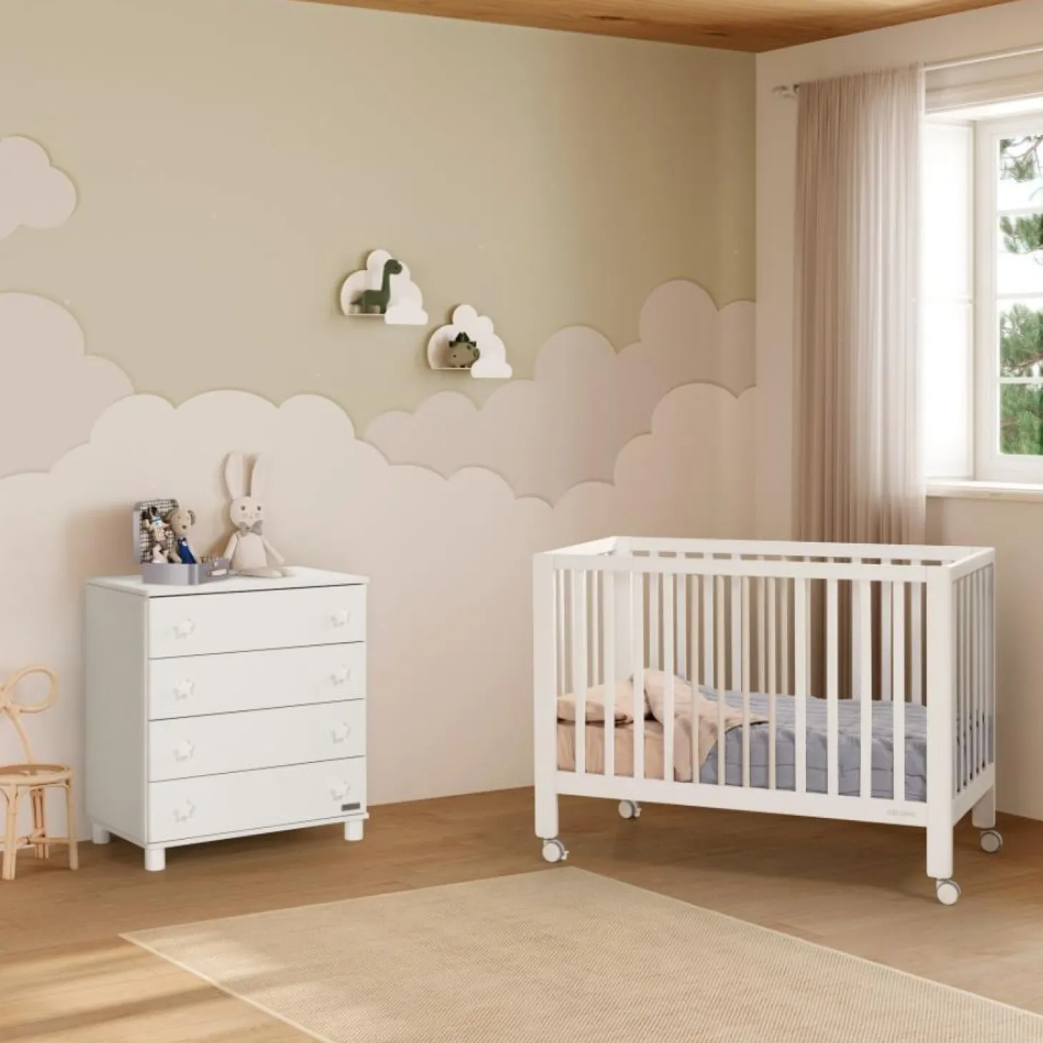 Micuna Lit Bébé Nayra Blanc Taupe 60x120 cm