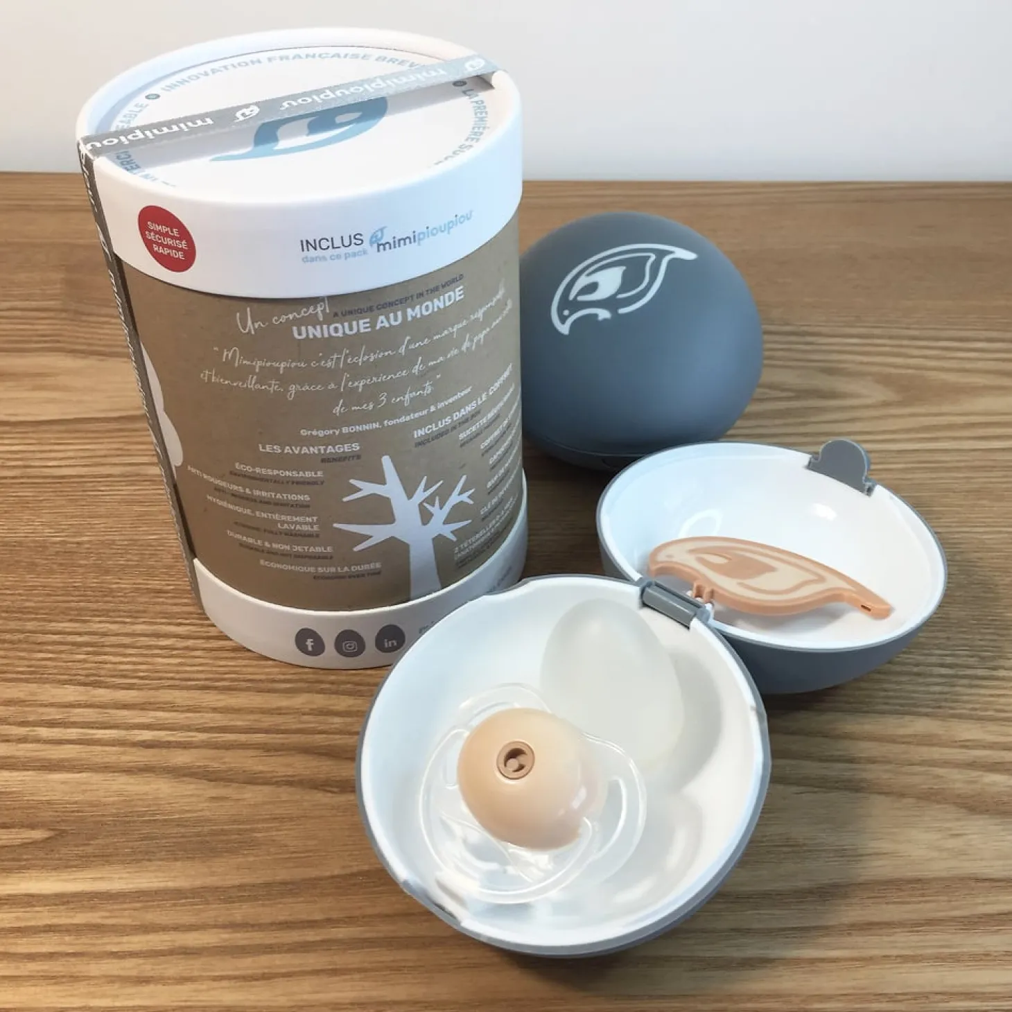 Mimipioupiou Coffret sucette réutilisable avec accessoires Bleu tendre