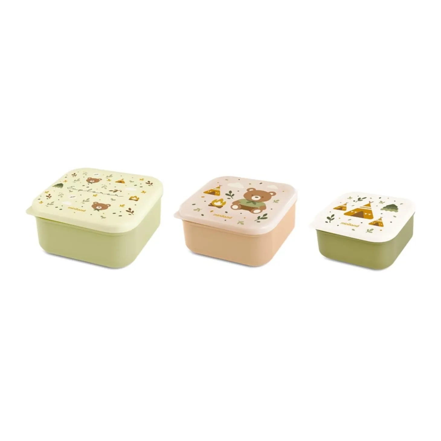 Miniland Set de 3 Boites À Gouter Explorer Vert