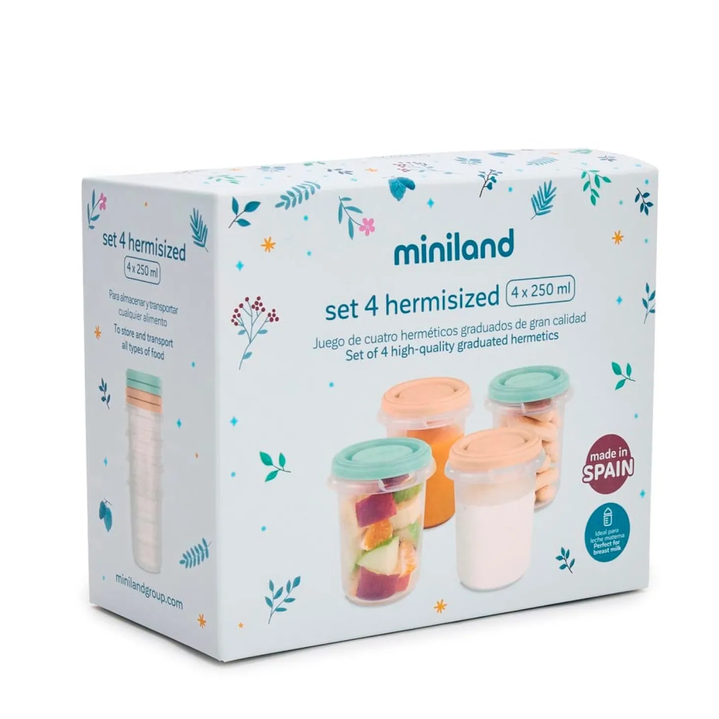 Miniland Set de 4 Pots de Conservation Pays de Rêve Multicolore