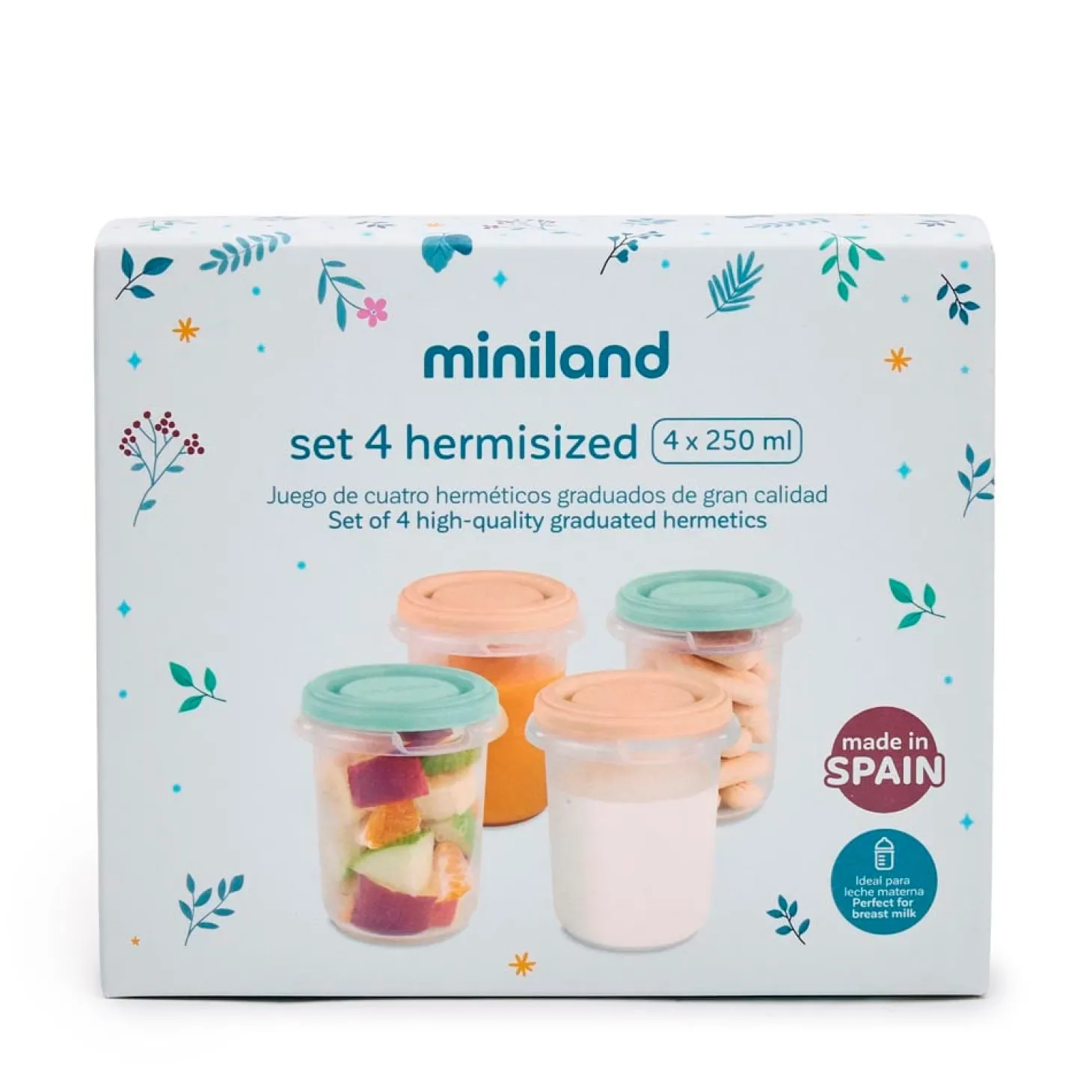 Miniland Set de 4 Pots de Conservation Pays de Rêve Multicolore