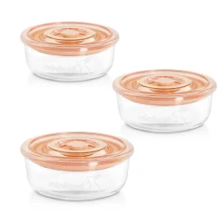 Miniland Set de 3 pots de conservation en verre bunny Blanc