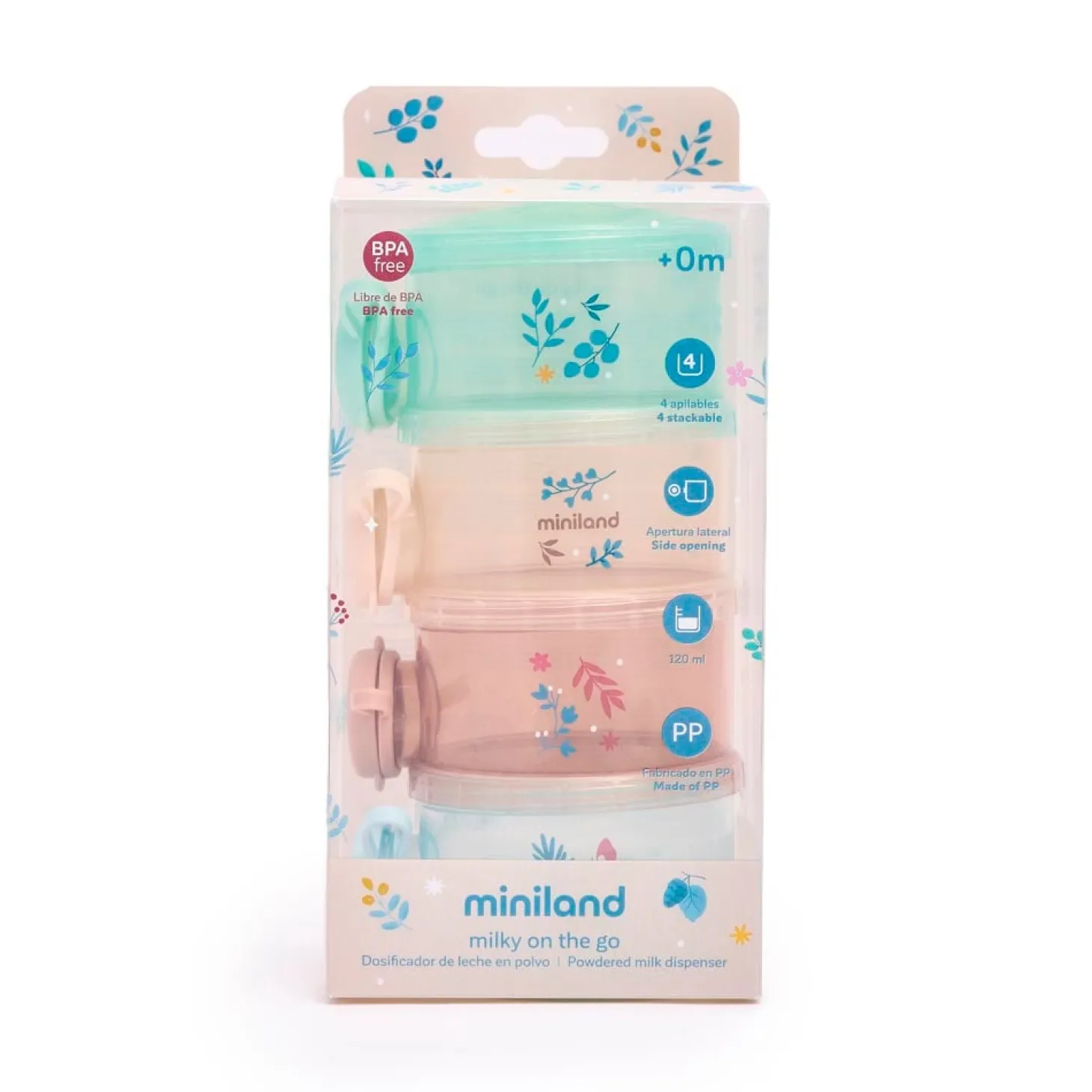 Miniland Set de 4 pots pour le lait Pays de Rêve Multicolore