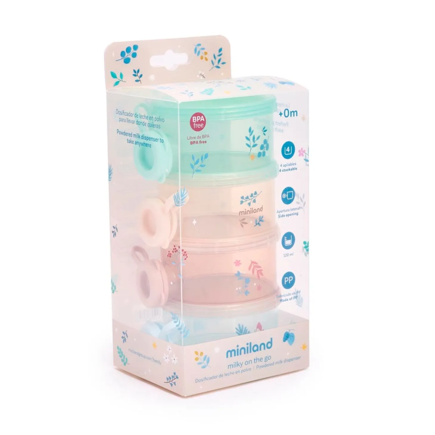 Miniland Set de 4 pots pour le lait Pays de Rêve Multicolore