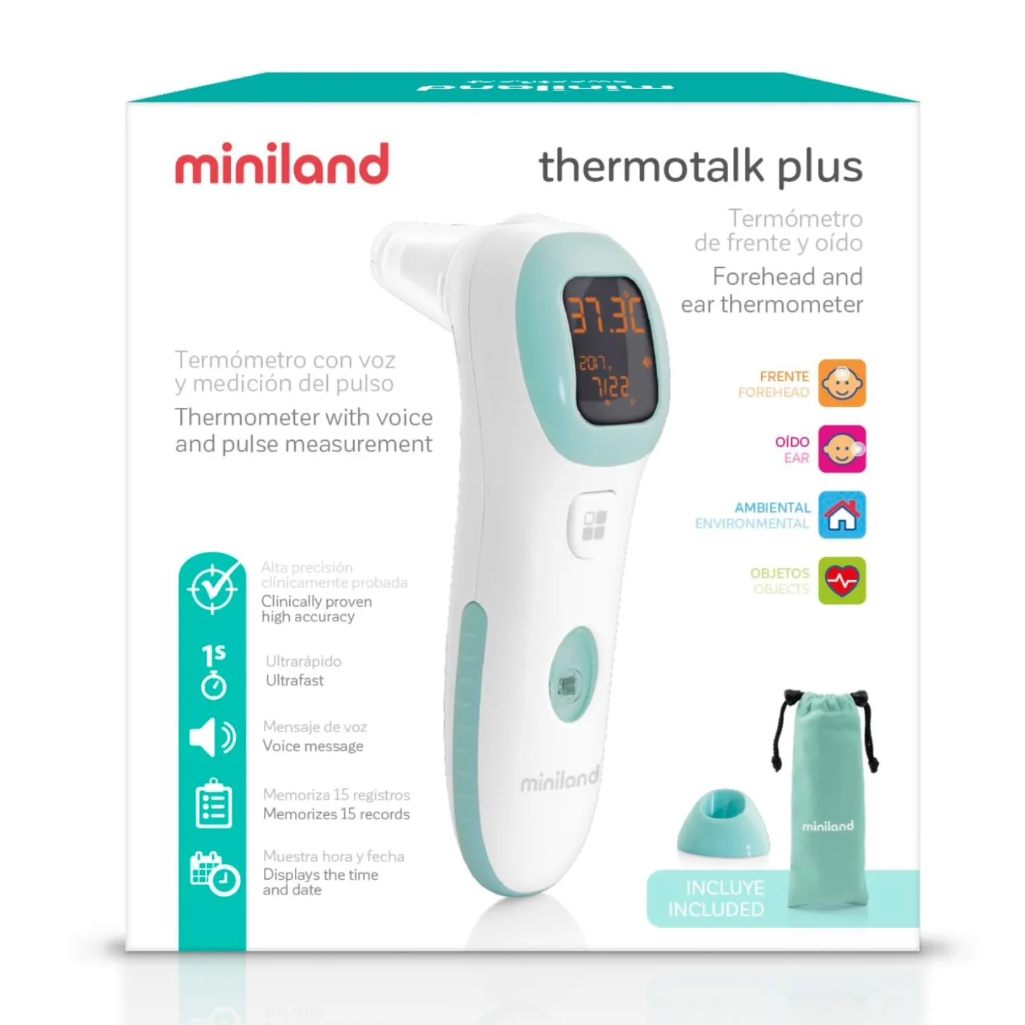 Miniland Thermomêtre auriculaire et frontale thermotalk plus Blanc