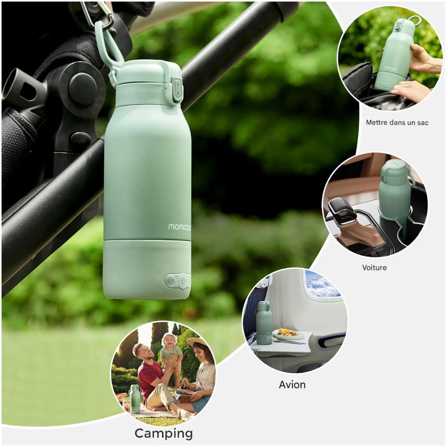 Momcozy Chauffe-Biberon nomade Vert 500 ml