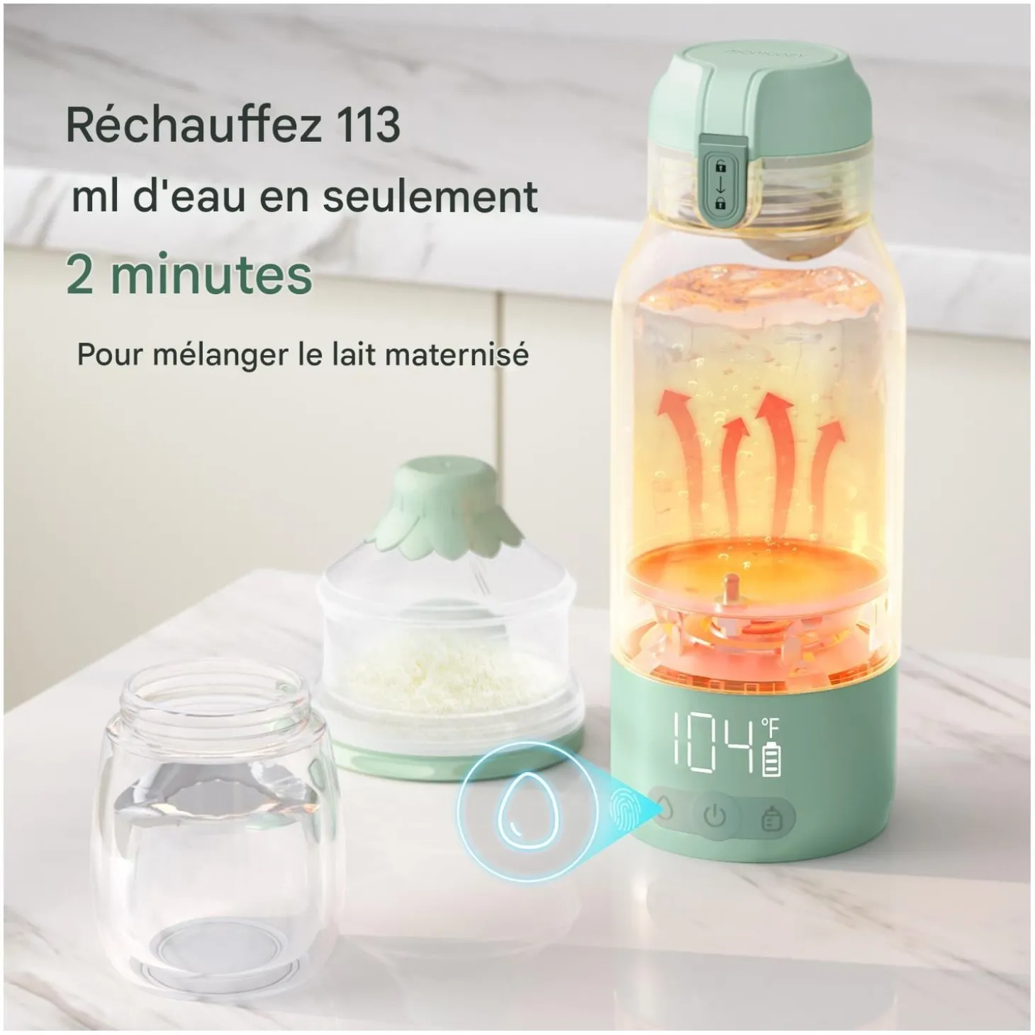Momcozy Chauffe-Biberon nomade Vert 500 ml