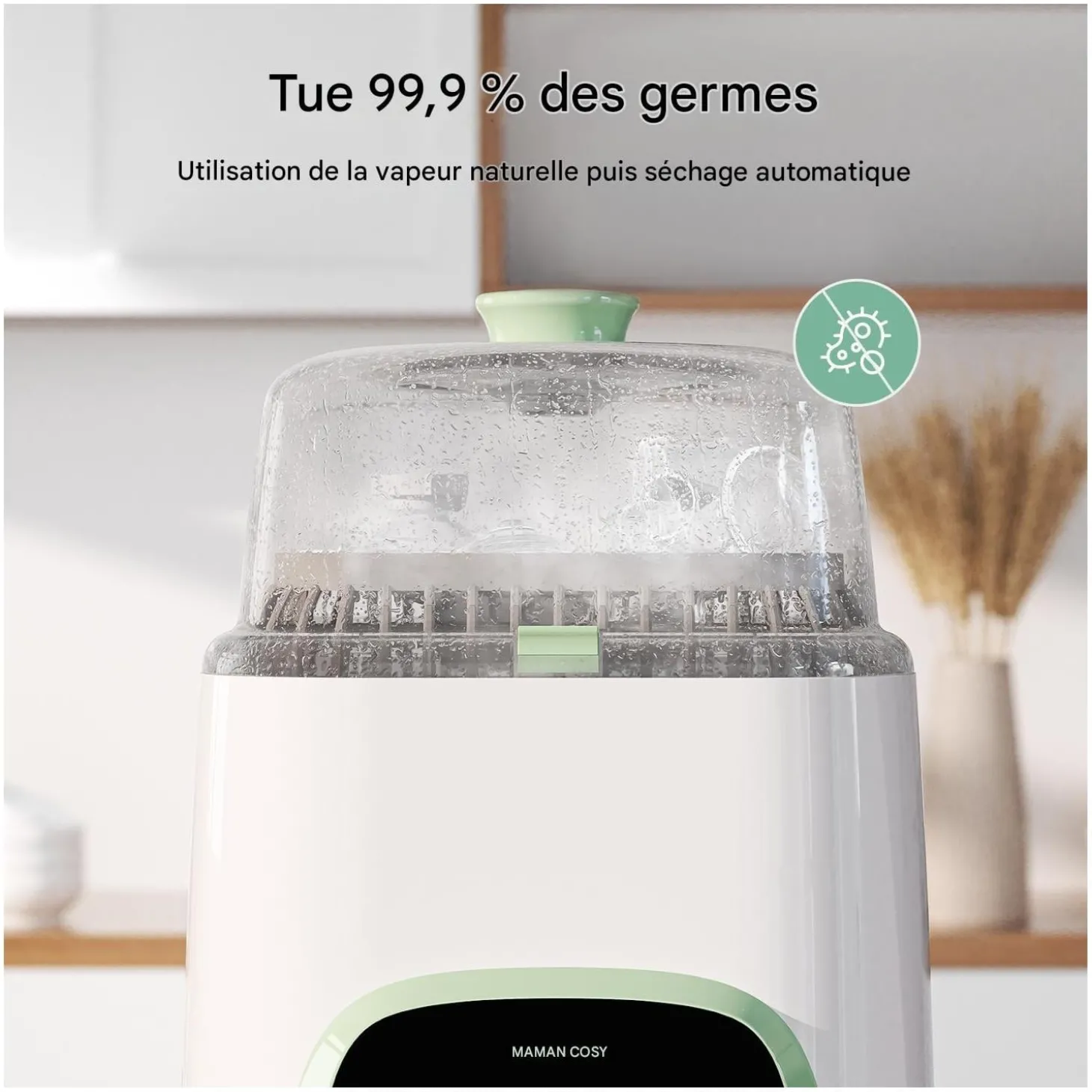 Momcozy Lave-Biberon et Stérilisateur Blanc Vert