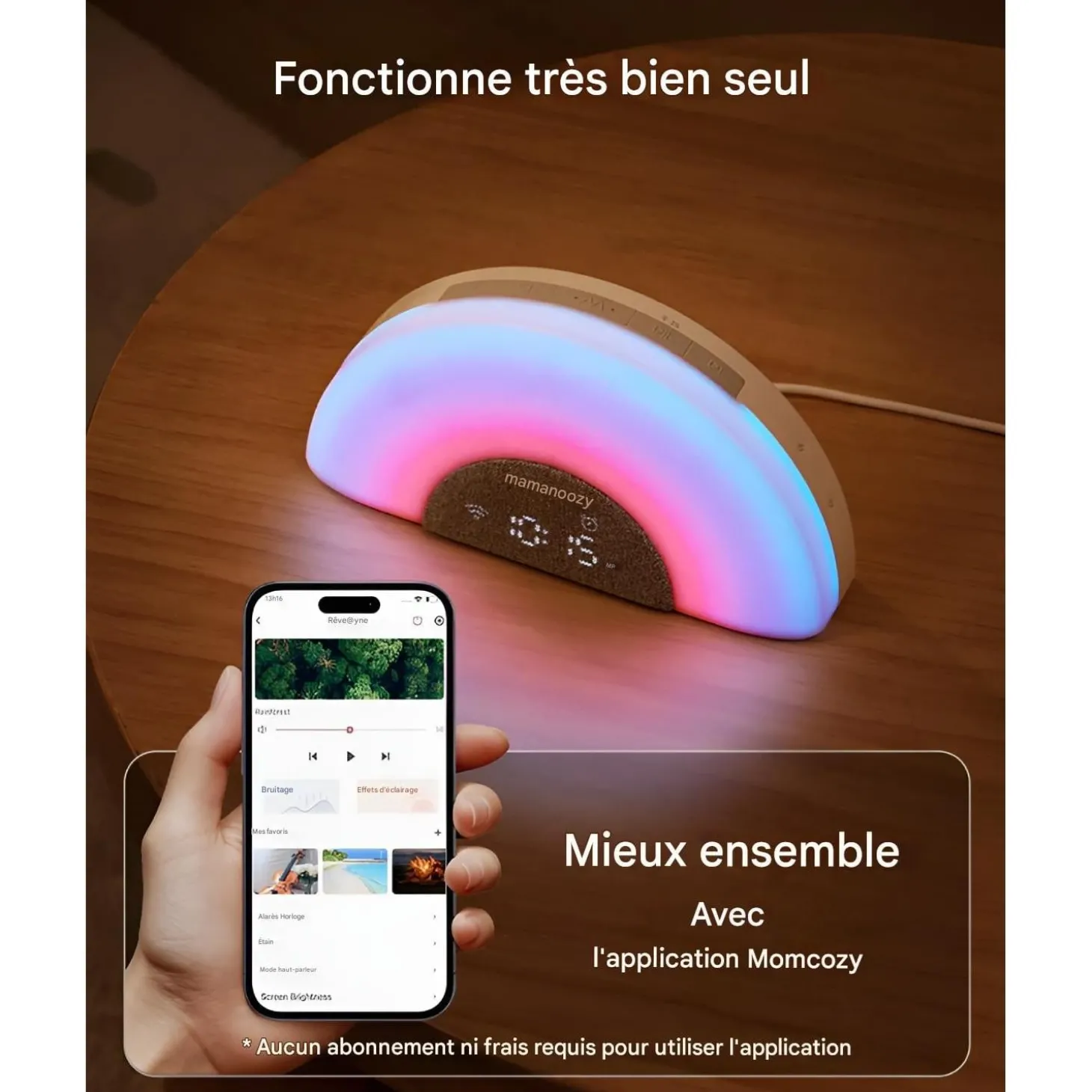 Momcozy Machine à Bruit Arc-en-Ciel Blanc Gris