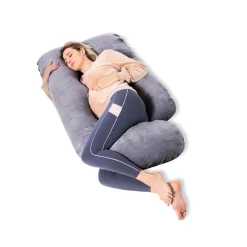 Momcozy Oreiller de grossesse en forme de U Blanc Gris