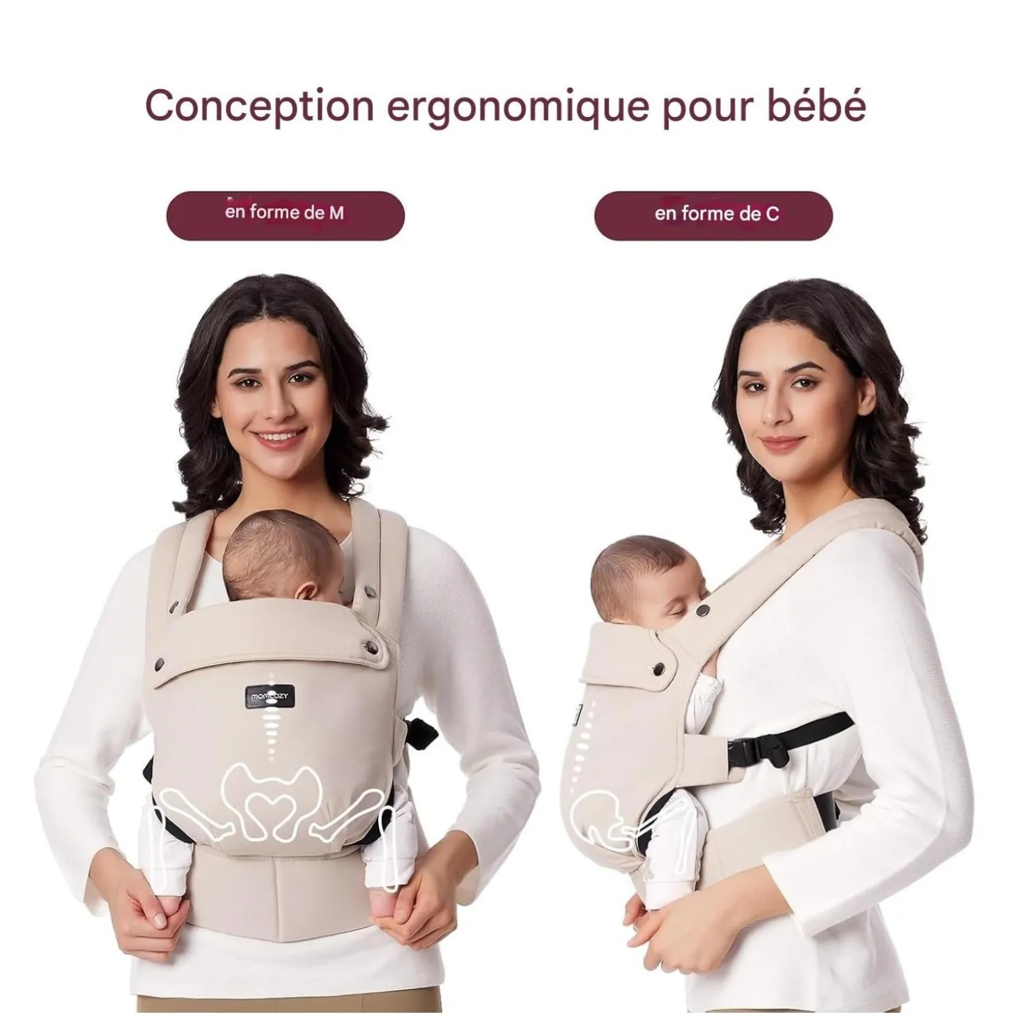 Momcozy Porte-bébé en coton Beige