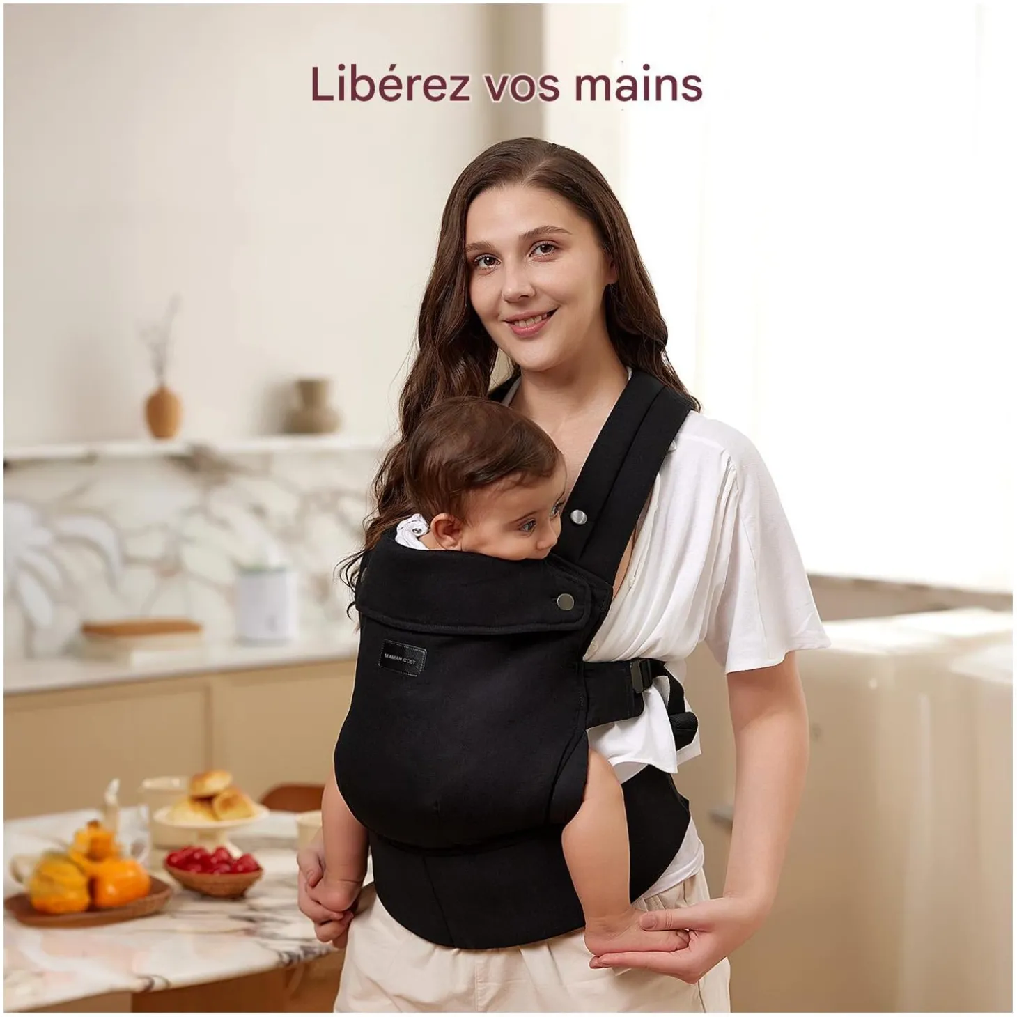 Momcozy Porte-bébé en coton Noir