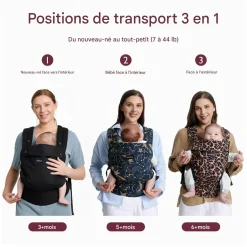 Momcozy Porte-bébé en coton Noir