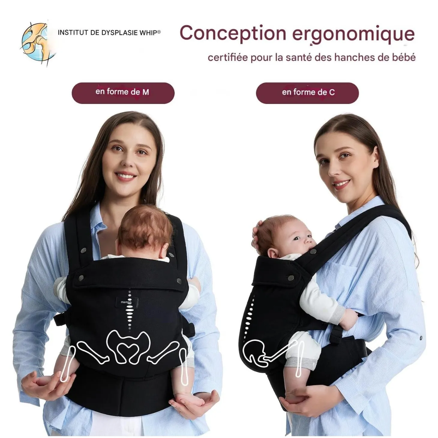 Momcozy Porte-bébé en coton Noir