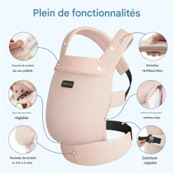 Momcozy Porte-bébé en maille respirante Rose