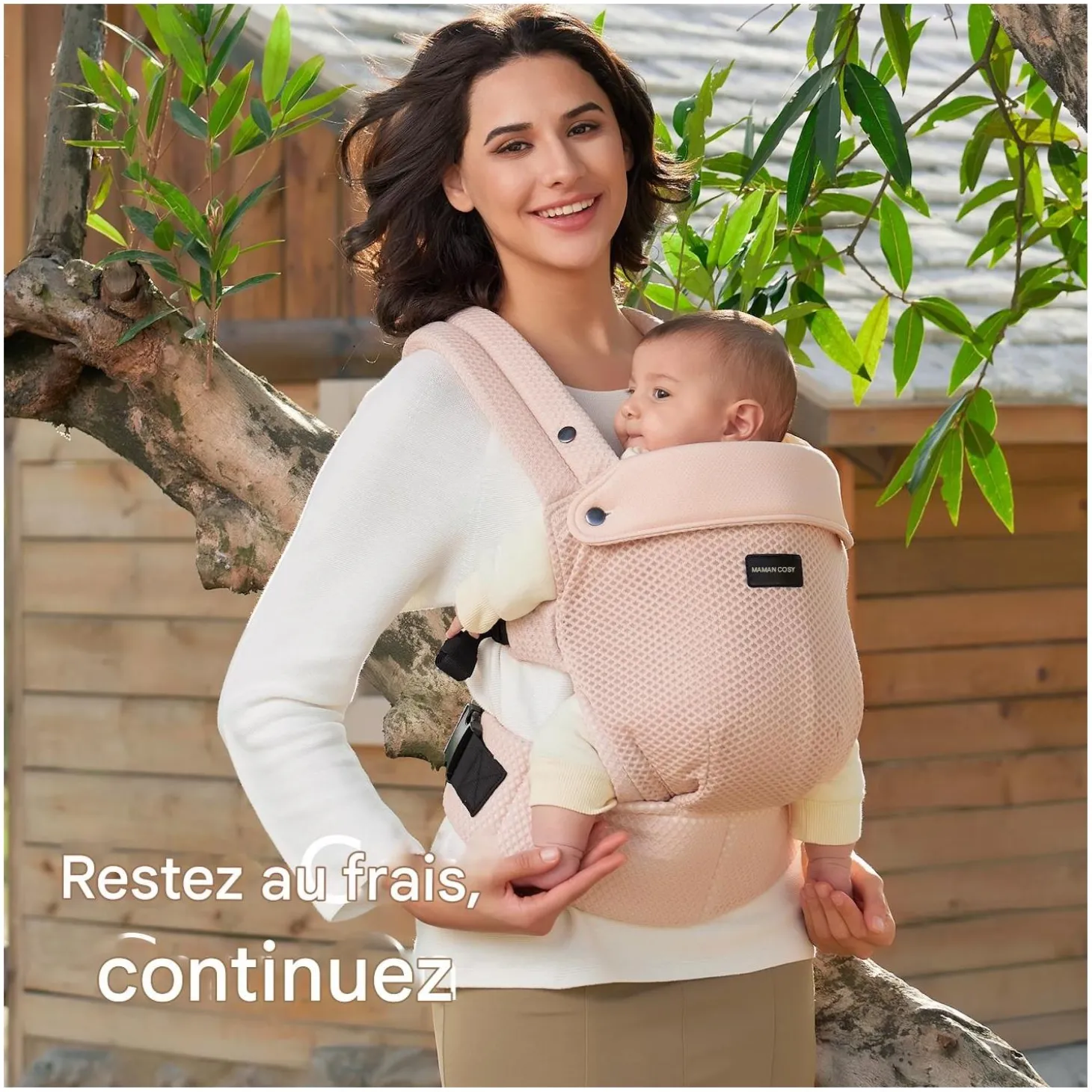 Momcozy Porte-bébé en maille respirante Rose