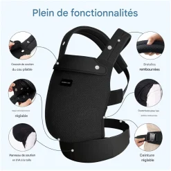 Momcozy Porte-bébé en maille respirante Noir