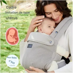 Momcozy Porte-bébé en maille respirante Gris
