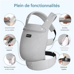 Momcozy                    Porte-bébé en maille respirante    Gris