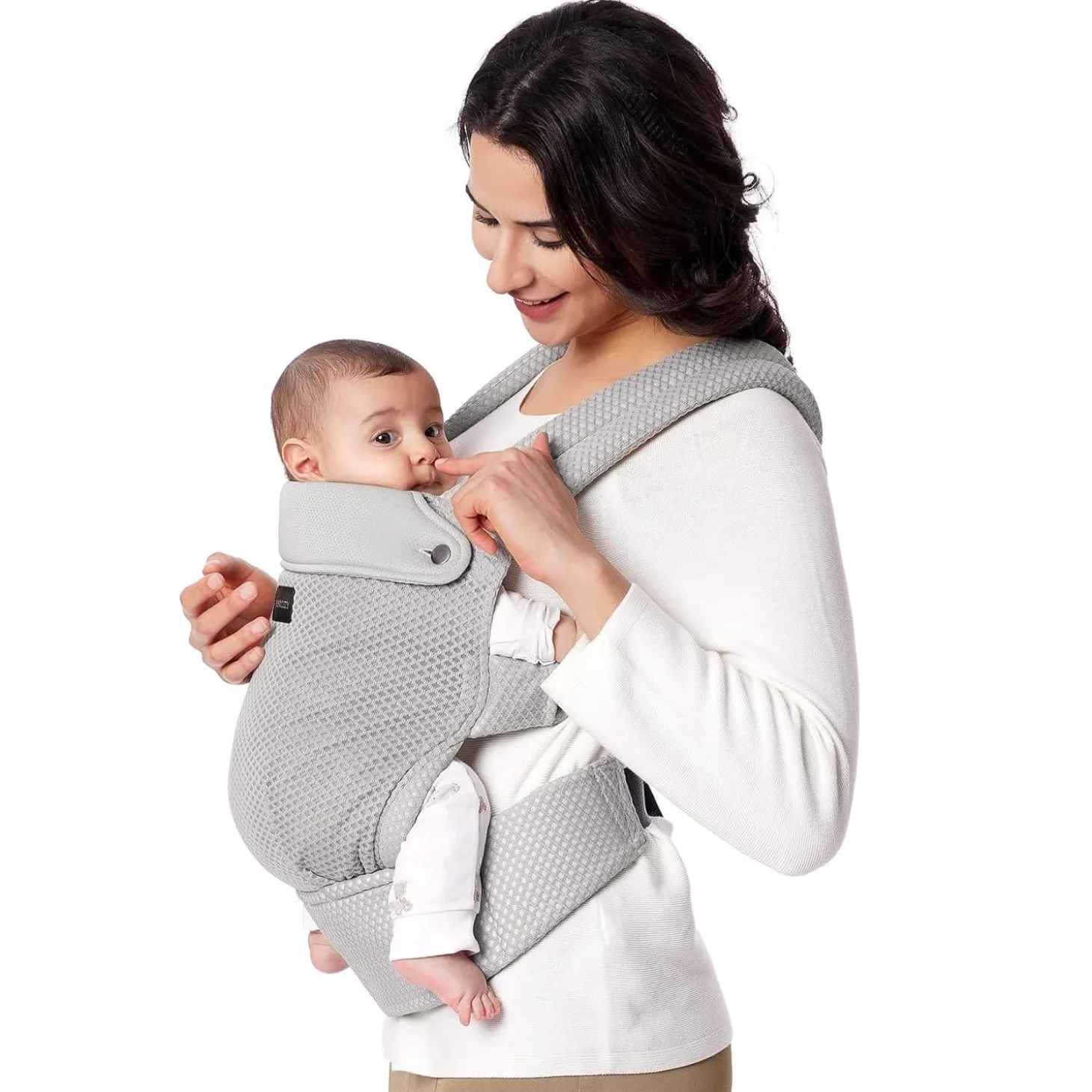 Momcozy Porte-bébé en maille respirante Gris