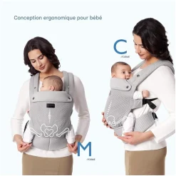 Momcozy Porte-bébé en maille respirante Gris