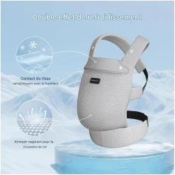 Momcozy Porte-bébé en maille respirante Gris