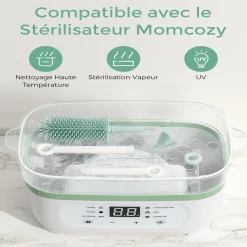 Momcozy                    Set de brosses de nettoyage de biberons 7-en-1 portable    Blanc            7pièces