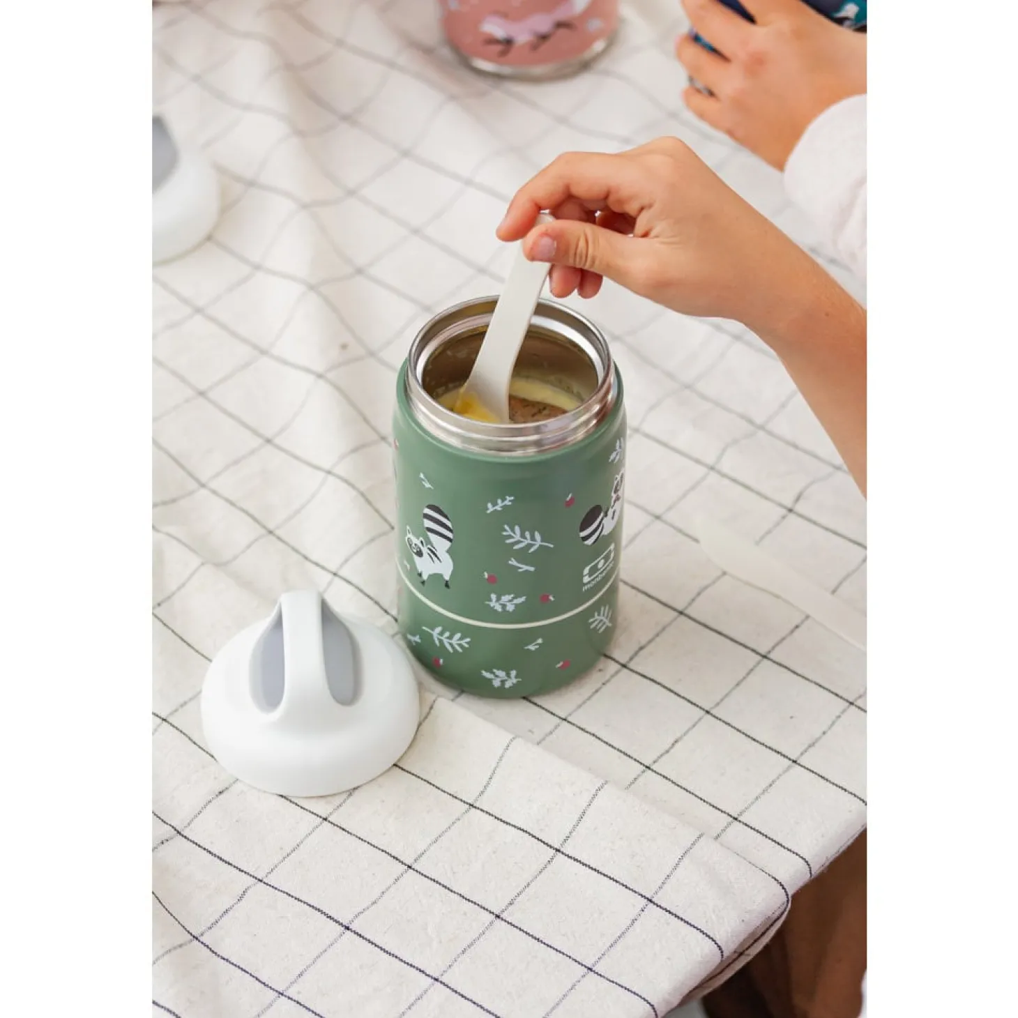Monbento Kids Boîte à encas isotherme Handy Raccoon 350 ml + 100 ml