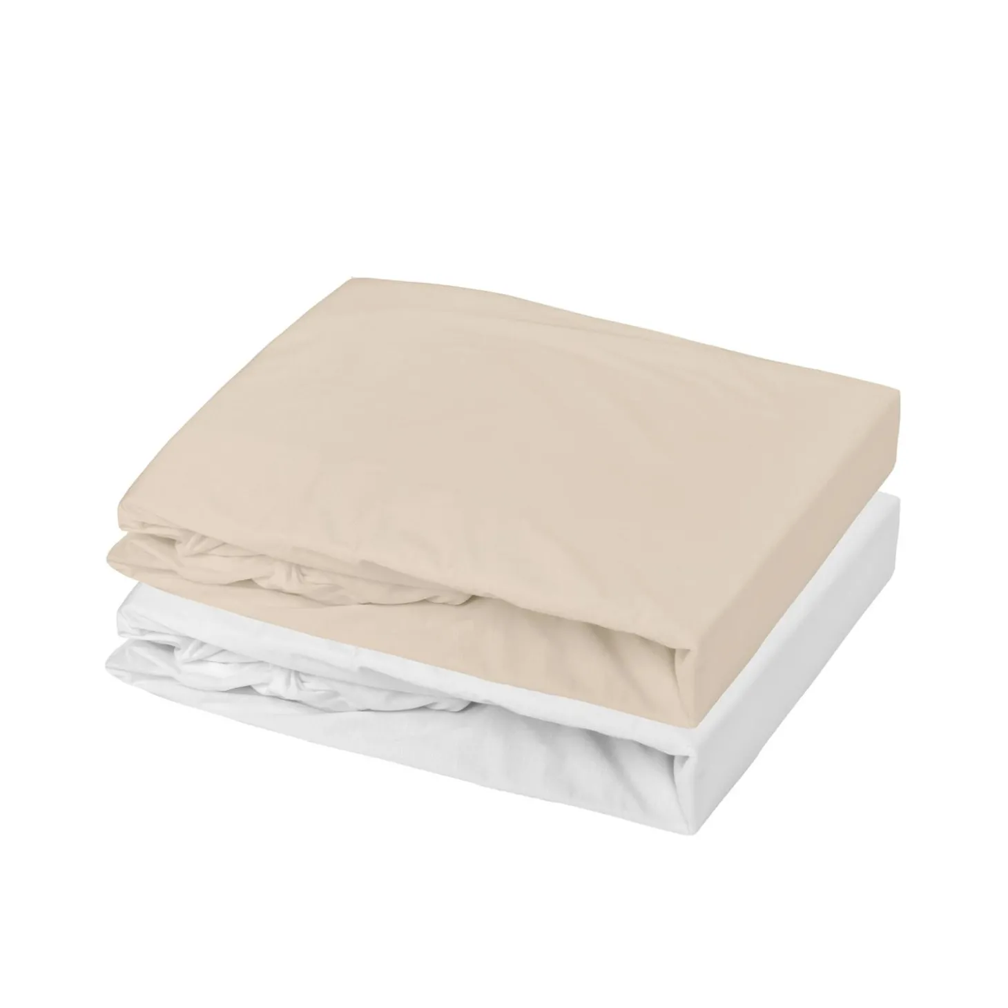 Mon P'tit Dodo Lot 2 Draps-Housses Jersey Blanc/Nude