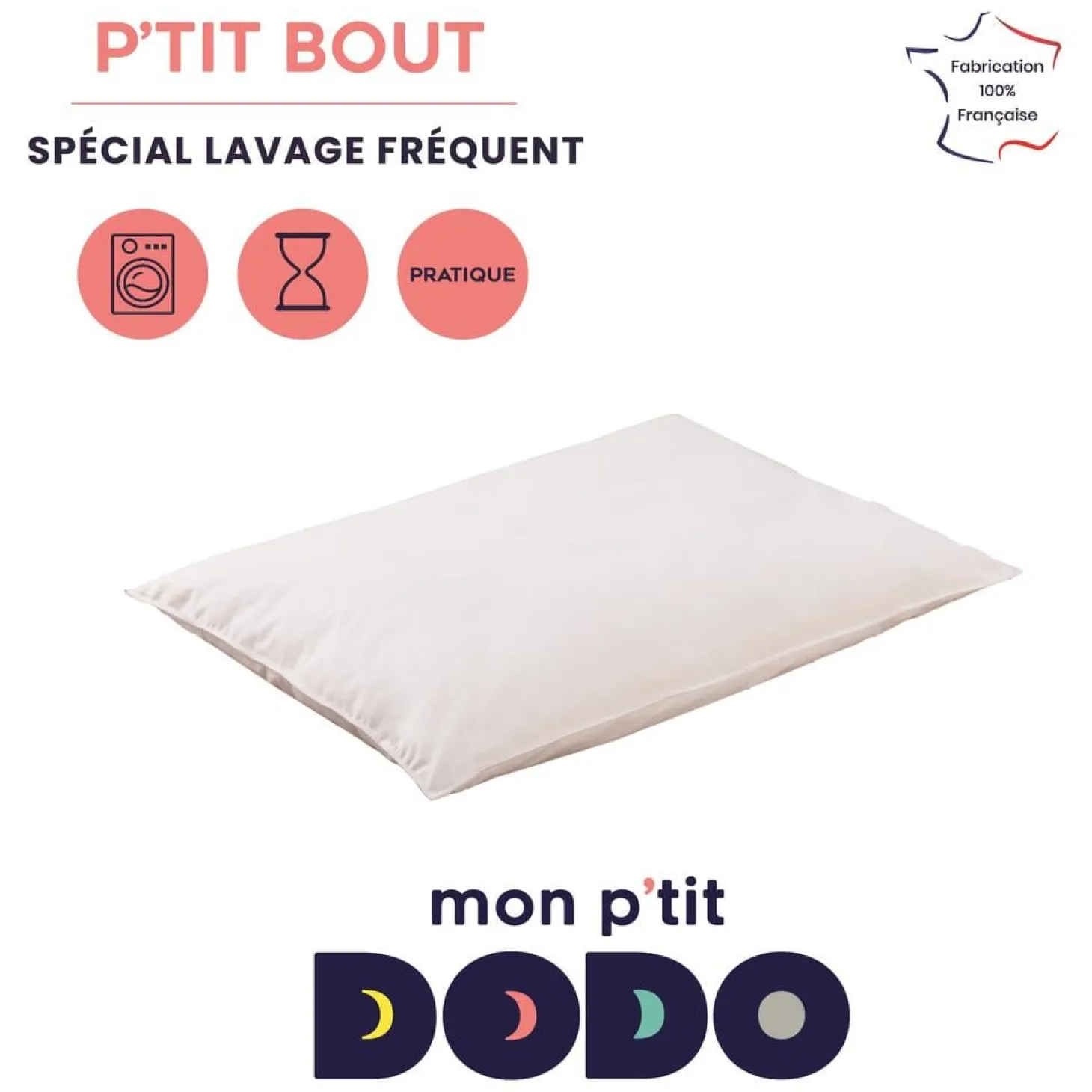 Mon P'tit Dodo Oreiller P'tit bout Blanc 40x60 cm