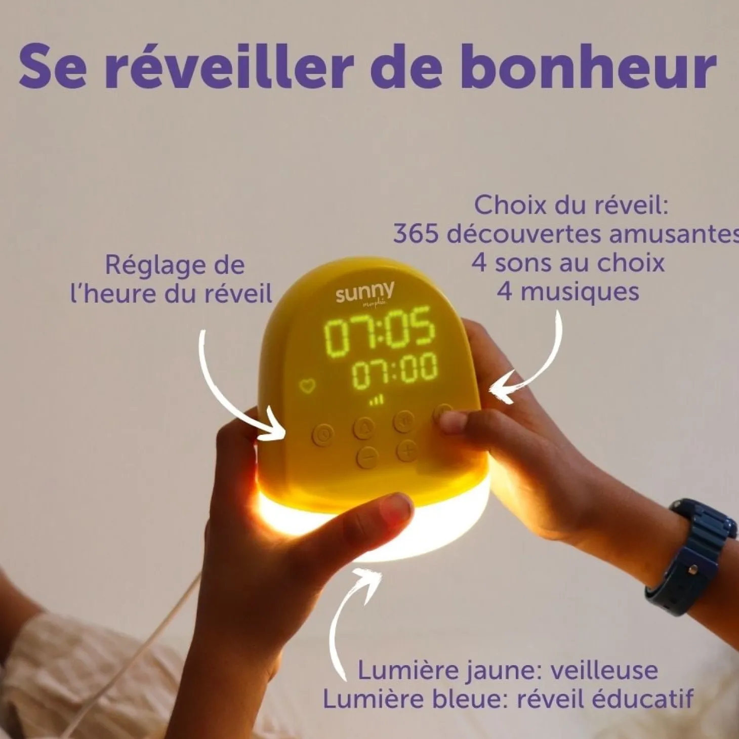 Morphée Réveil éducatif & veilleuse Sunny Jaune