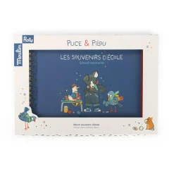 Moulin Roty Album souvenirs d'école (36p) Puce & Pilou Bleu