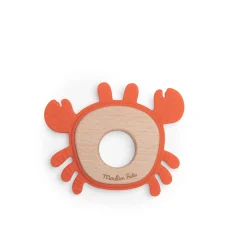 Moulin Roty Anneau de dentition bois et silicone crabe Rouge