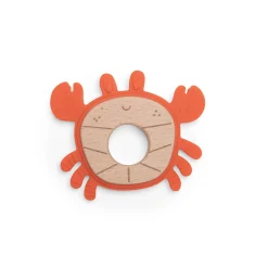 Moulin Roty                    Anneau de dentition bois et silicone crabe    Rouge