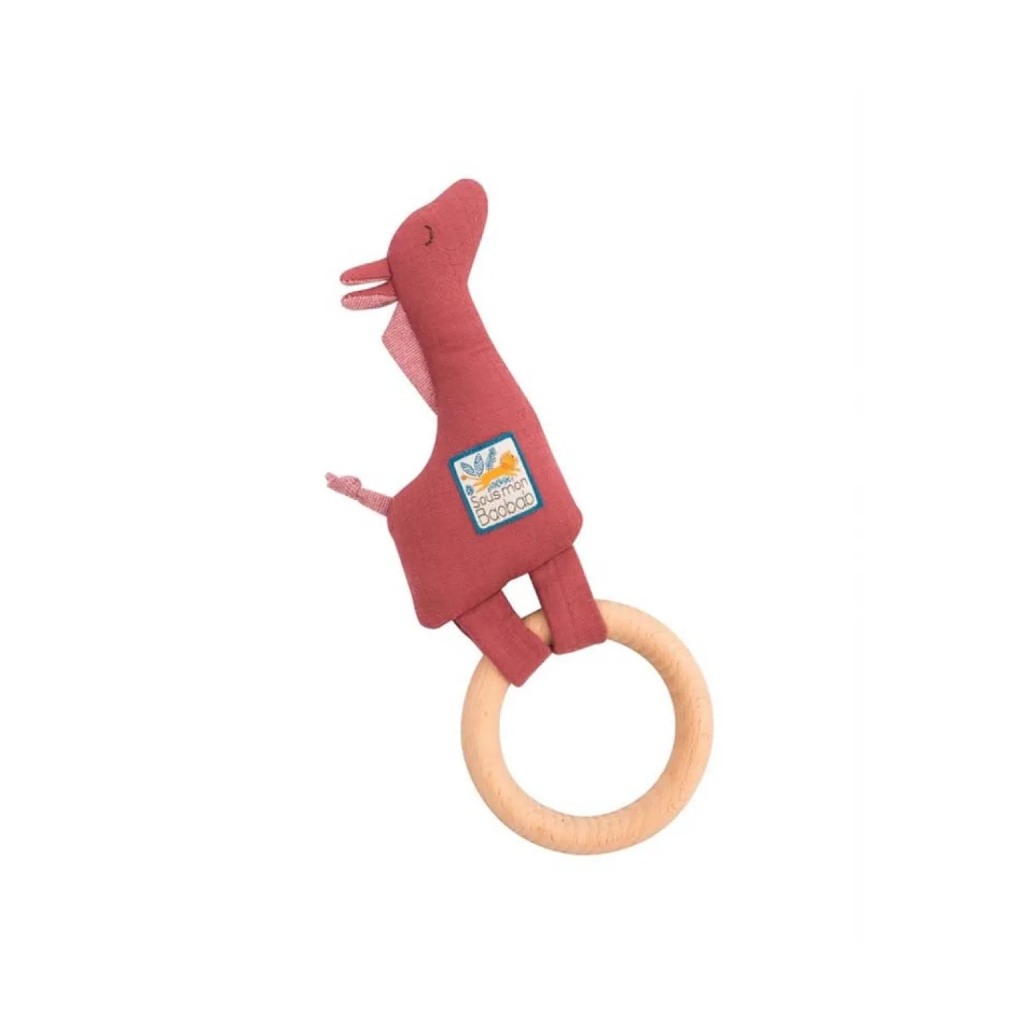 Moulin Roty Anneau-hochet en bois Girafe Sous mon baobab