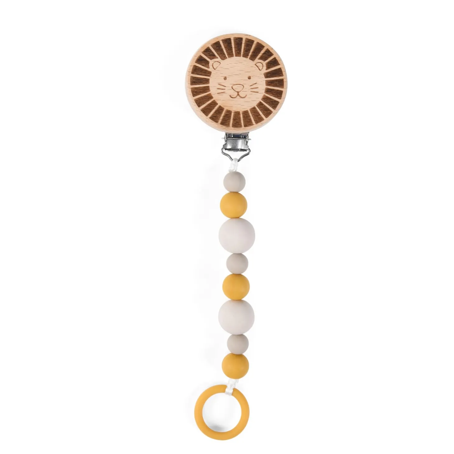 Moulin Roty Attache-tétine bois et silicone lion Multicolore