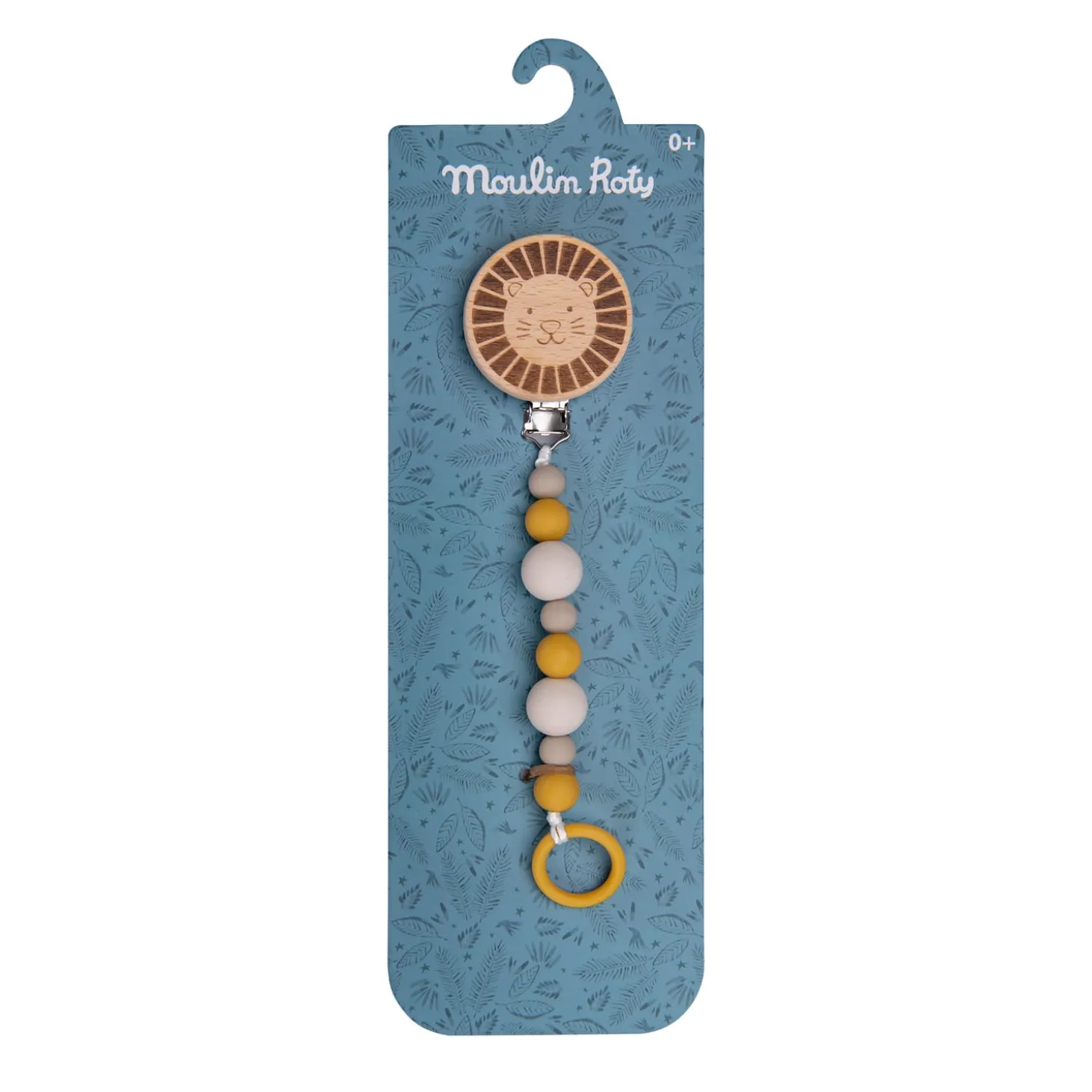 Moulin Roty Attache-tétine bois et silicone lion Multicolore