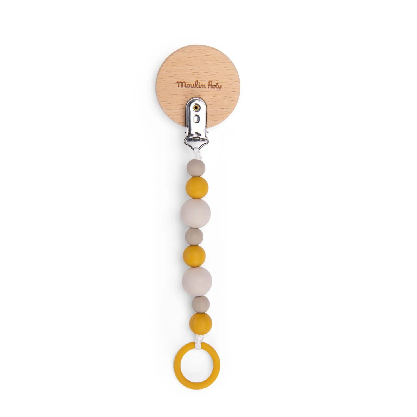Moulin Roty Attache-tétine bois et silicone lion Multicolore